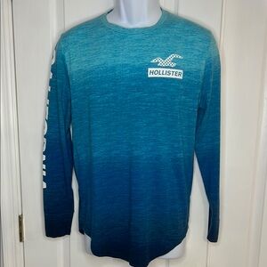 Hollister Men's Blue Gradient Long Sleeve Shirt